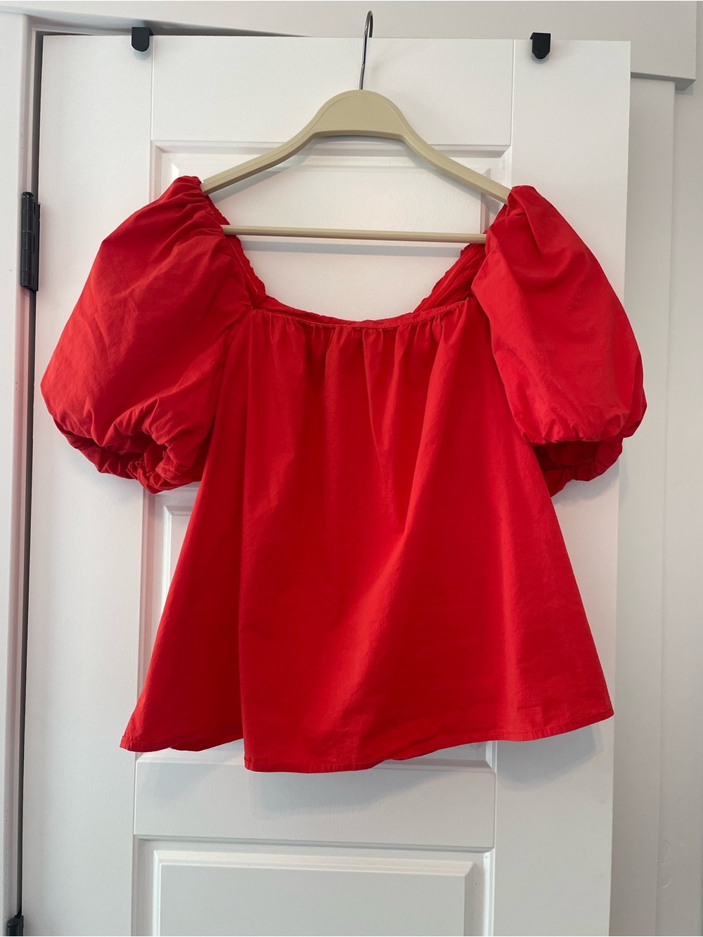 Alex Marie Red Puff-Sleeve Blouse